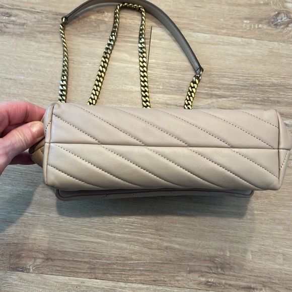 Tory Burch Small KIRA Chevron Shoulder Nappa Leather Bag Devon Sand $548 - Picture 6 of 13